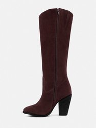 Great-Storm Burgundy Suede Leather Knee Boots