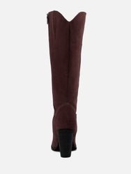 Great-Storm Burgundy Suede Leather Knee Boots