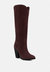 Great-Storm Burgundy Suede Leather Knee Boots - Burgundy