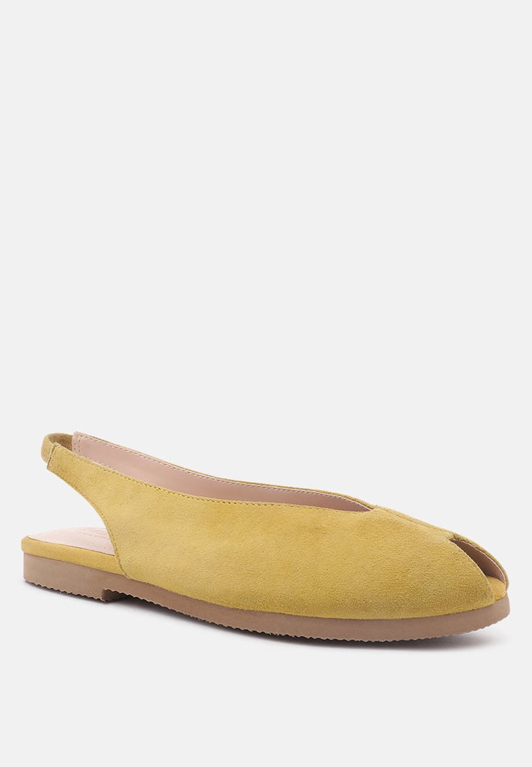 Gretchen Mustard Slingback Flat Sandals - Mustard