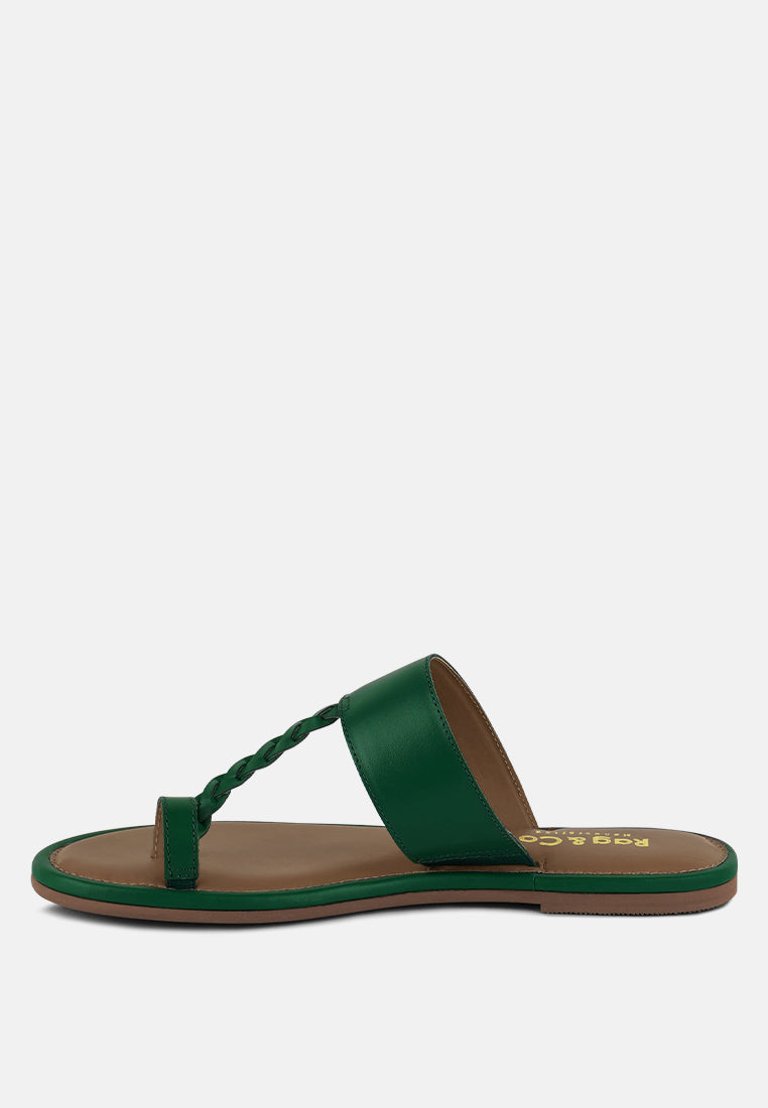 Harris Green Toe Ring Braided Slip Ons - Green