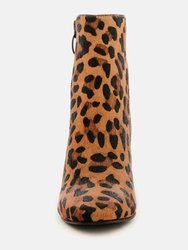 Helen Leopard Print Block Heel Leather Boots