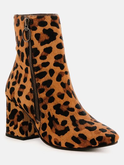 Rag & Co Helen Leopard Print Block Heel Leather Boots product