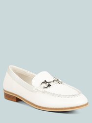 Holda Horsebit Embelished Loafers With Stitch Detail In Off White - Off White