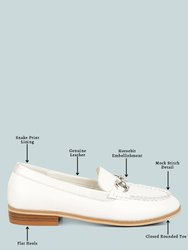 Holda Horsebit Embelished Loafers With Stitch Detail In Off White