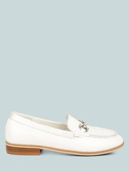 Holda Horsebit Embelished Loafers With Stitch Detail In Off White
