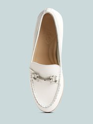 Holda Horsebit Embelished Loafers With Stitch Detail In Off White