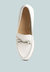 Holda Horsebit Embelished Loafers With Stitch Detail In Off White