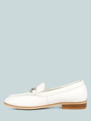 Holda Horsebit Embelished Loafers With Stitch Detail In Off White