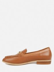 Holda Horsebit Embelished Loafers With Stitch Detail In Tan