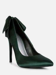 Hornet Green Satin Stiletto Pump Sandals - Green