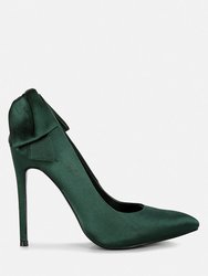 Hornet Green Satin Stiletto Pump Sandals