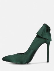 Hornet Green Satin Stiletto Pump Sandals