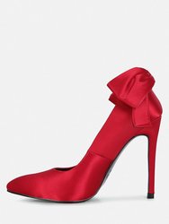 Hornet Red Satin Stiletto Pump Sandals