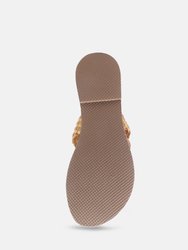 Isidora Mustard Braided Leather Flat Sandal