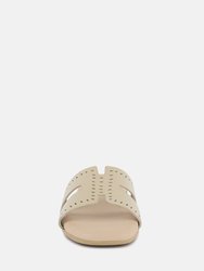 Ivanka Beige Cut Out Slip On Sandals