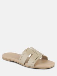 Ivanka Beige Cut Out Slip On Sandals - Beige