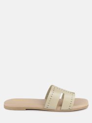 Ivanka Beige Cut Out Slip On Sandals