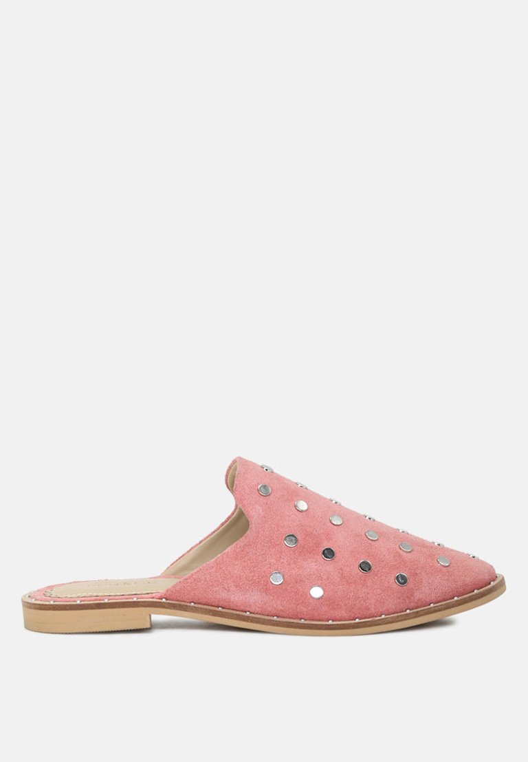 Jodie Dusty Pink Studded Leather Mule