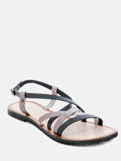 Rag & Co June Black Strappy Flat Leather Sandals product