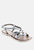 June Silver Strappy Flat Leather Sandals - Silver