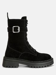 Kasper Suede Chunky Lug Boots - Black