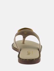 Kathleen Embellished Beige Slip-On Thong Sandals