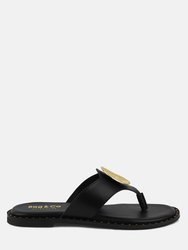 Kathleen Embellished Black Slip-On Thong Sandals