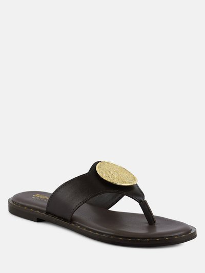 Rag & Co Kathleen Embellished Brown Slip-On Thong Sandals product