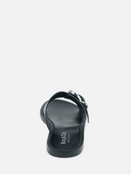 Kelly Black Flat Sandal with Buckle Straps