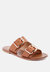 Kelly Tan Flat Sandal with Buckle Straps - Tan