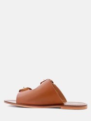 Kelly Tan Flat Sandal with Buckle Straps