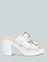 Kenna Dual Buckle Strap Sandals - White