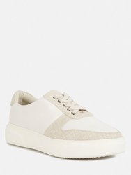 Kjaer Dual Tone Leather Sneakers In Off White - Off White