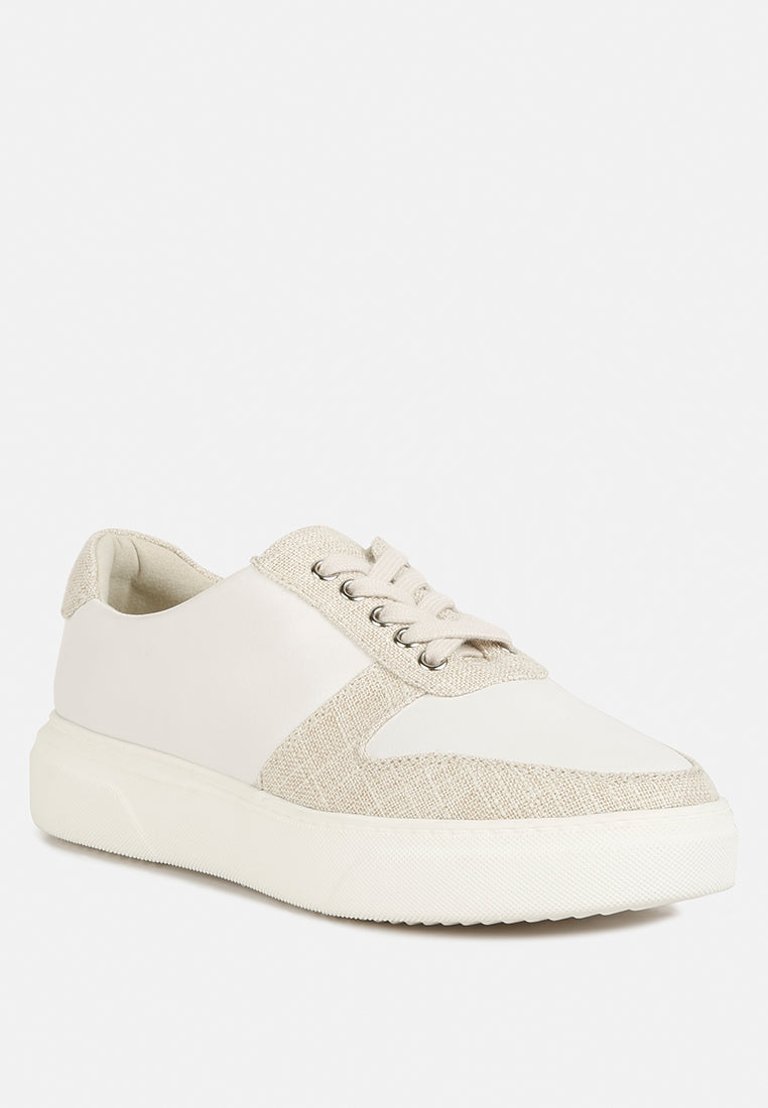 Kjaer Dual Tone Leather Sneakers In Off White - Off White