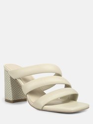 Kywe Off White Textured Heel Chunky Strap Sandals - Off White