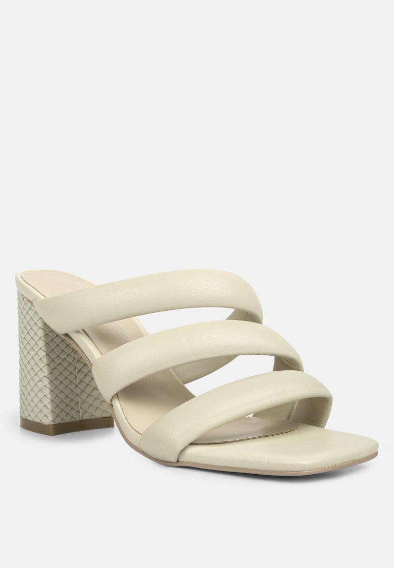 Kywe Off White Textured Heel Chunky Strap Sandals - Off White