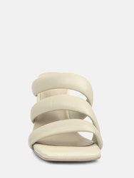 Kywe Off White Textured Heel Chunky Strap Sandals