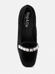Lamington Diamante Embellished Velvet Loafers In Black