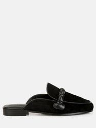 Lavinia Suede Leather Braided Detail Mules In Black