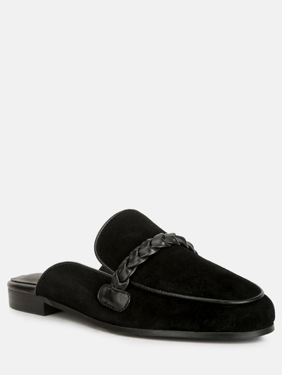 Rag & Co Lavinia Suede Leather Braided Detail Mules In Black product