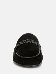 Lavinia Suede Leather Braided Detail Mules In Black