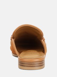 Lavinia Suede Leather Braided Detail Mules In Tan
