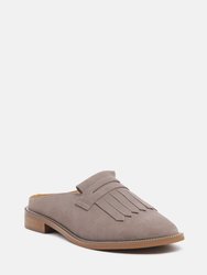 Lena Taupe Suede Walking Loafer Mules - Taupe