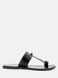 Leona Black Thong Flat Sandals