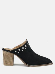 Leslie Stacked Heel Mules