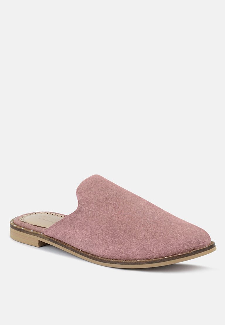 LIA Dusty Pink Canvas Mules - Pink