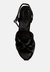 Liddel Black Velvet High Block Heeled Sandals