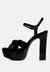 Liddel Black Velvet High Block Heeled Sandals