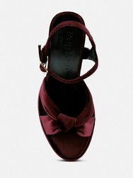 Liddel Burgundy Velvet High Block Heeled Sandals